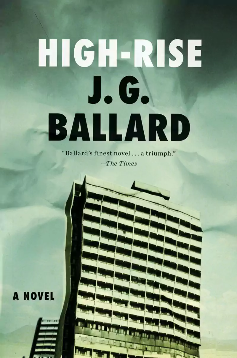 Cover of J.G. Ballard’s High-Rise, distorted apartment building.